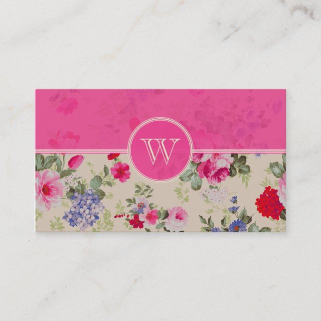 Designvorlage für Rosa und Blau Blumen Visitenkarte (Vorderseite)