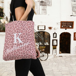 Designy Leopard Print Custom Monogram & Name Tasche