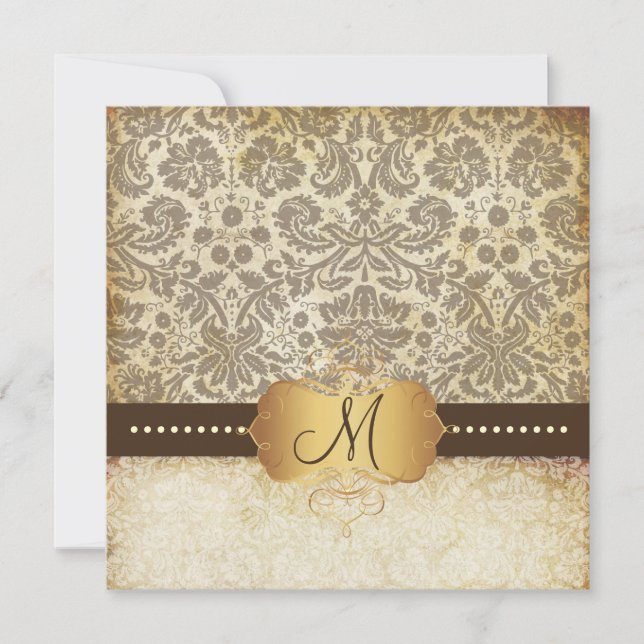 DESIREE DAMASK/VINTAGE LACE/braun Einladung (Vorderseite)