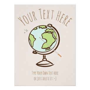 Desk Globe. Geografie-Lehrer Geschenkvorlage. Poster