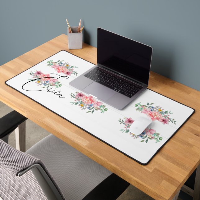 Desk Mat Floral Pink Pastell Schreibtischunterlage (Büro 2)