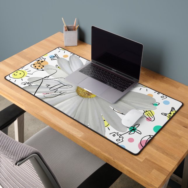Desk Mat Floral White Daisy Schreibtischunterlage (Büro 2)