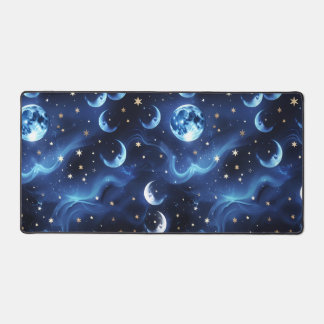 Desk Mat – Luxury Sapphire Blue Celestial Moon