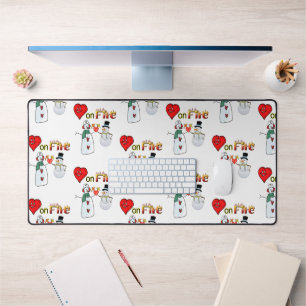 Desk Mat Snowman Heart on Fire Schreibtischunterlage