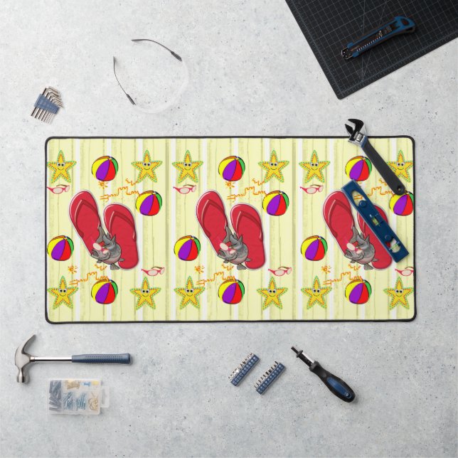 Desk Mat Summer Beach House Fun Schreibtischunterlage (Arbeitsplatz)