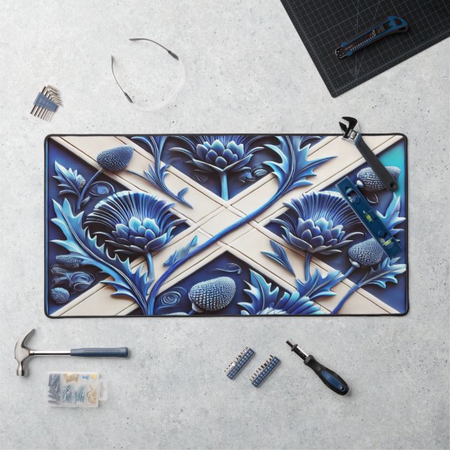 Desk Mat with flag of Scottish Thistles Schreibtischunterlage (Arbeitsplatz)