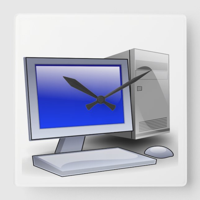 Desktop Computer Quadratische Wanduhr (Vorderseite)