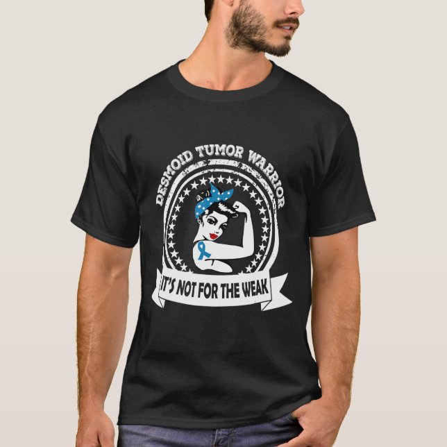 Desmoid Tumor Warrior Messy Bun Blue Ribbon Aware T-Shirt (Vorderseite)