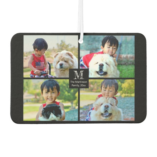 Désodorisant Pour Voiture 4 Photo Collage Customisé avec Monogramme (Devant)