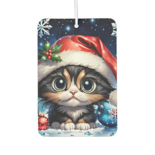 Désodorisant Pour Voiture adorable chaton de Noël.