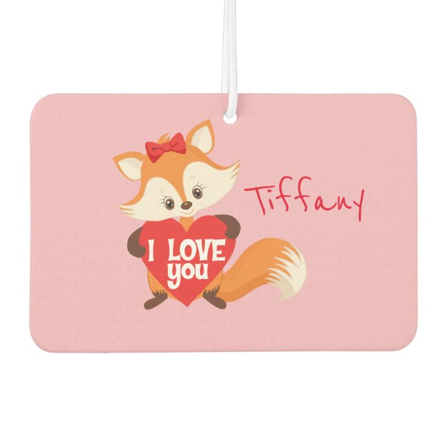 Désodorisant Pour Voiture Adorable rose Je t'aime Fox (Devant)