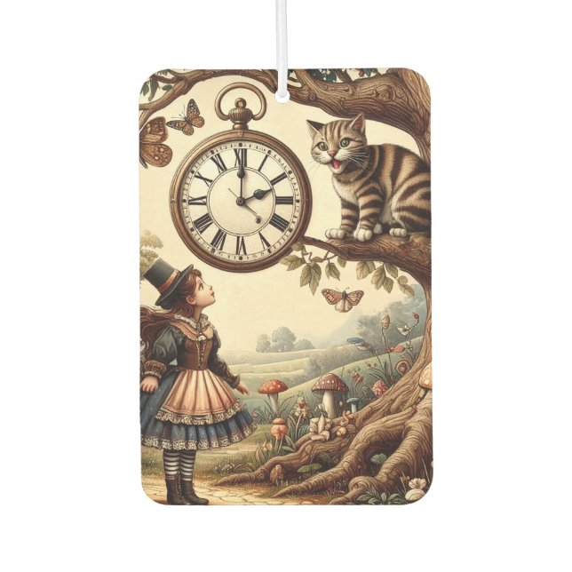 Désodorisant Pour Voiture Alice & Cheshire Cat: Whimsical Wonderland Fantasy (Devant)