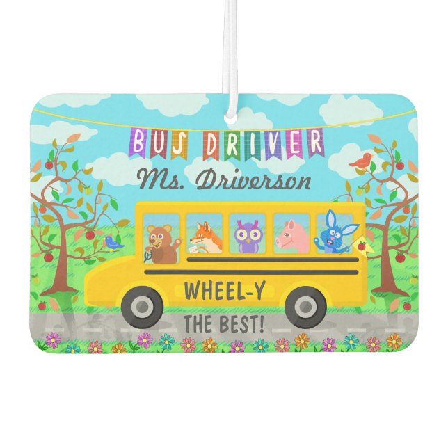 Désodorisant Pour Voiture Animaux mignons pour chauffeur de bus scolaire | N (Devant)
