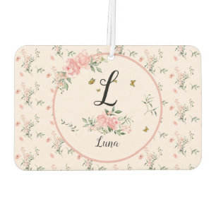 Désodorisant Pour Voiture Aquarelle Élégantes Roses Roses avec Papillons