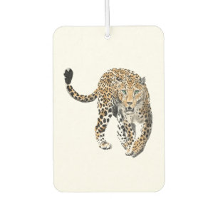 Désodorisant Pour Voiture aquarelle léopard jungle chat animal peint vert