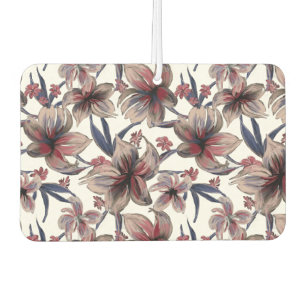 Désodorisant Pour Voiture Aquarelles Crimson Floral sur blanc