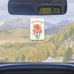 Désodorisant Pour Voiture Art Botanique Rouge Daylily Personnalisé
