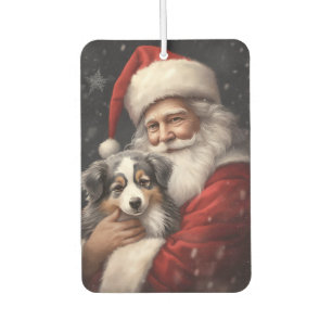 Désodorisant Pour Voiture Australian Shepherd avec le Père Noël Noël
