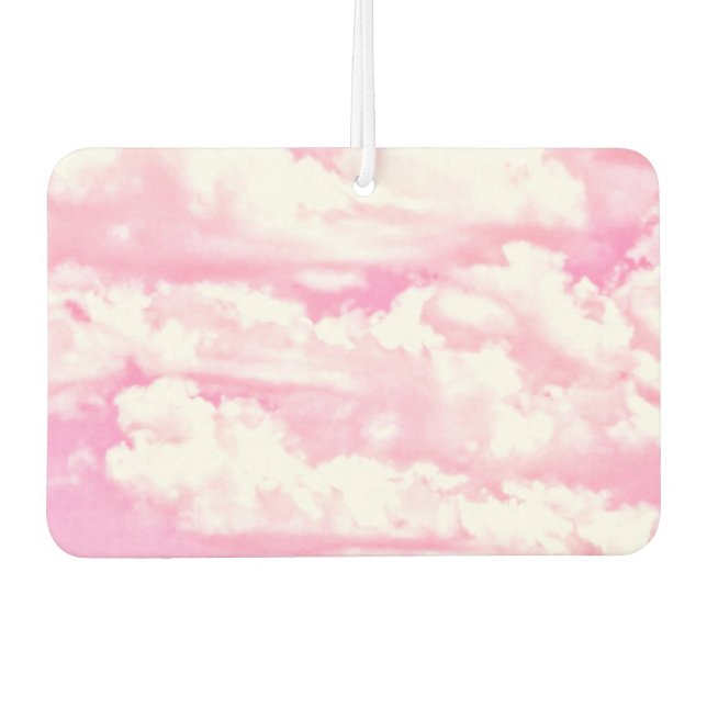 Désodorisant Pour Voiture Bébé Rose Joyeux Nuages Arrière-plan (Devant)