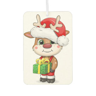 Désodorisant Pour Voiture Belle caricature de cerf de Noël.