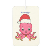 Belle pieuvre joyeuse en casquette de Noël
