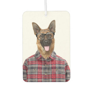 Désodorisant Pour Voiture Berger allemand dans une chemise plaid