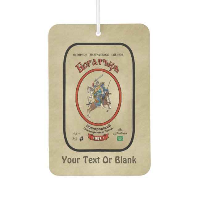 Désodorisant Pour Voiture Bière russe Bogatyr (Devant)
