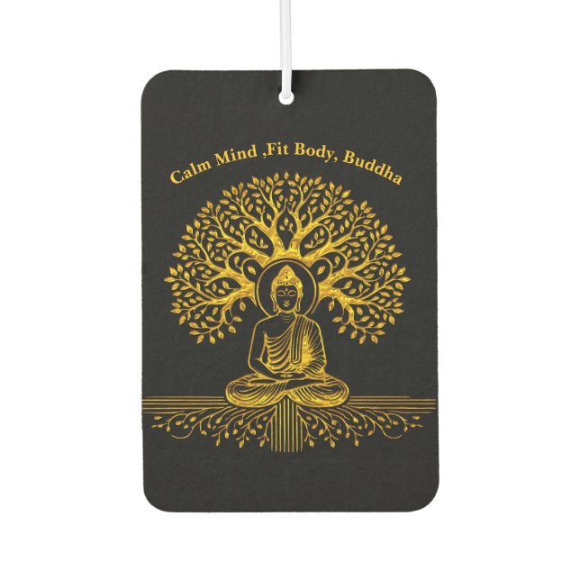 Désodorisant Pour Voiture Bouddha aurifère entouré de Feuilles complexes (Devant)