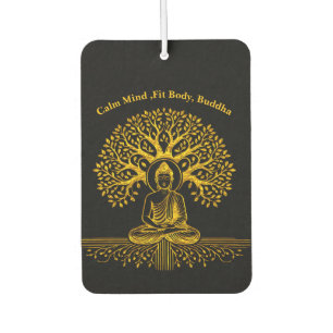 Désodorisant Pour Voiture Bouddha aurifère entouré de Feuilles complexes
