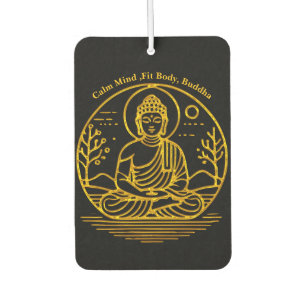 Désodorisant Pour Voiture Bouddha d'or assis dans la méditation sereine