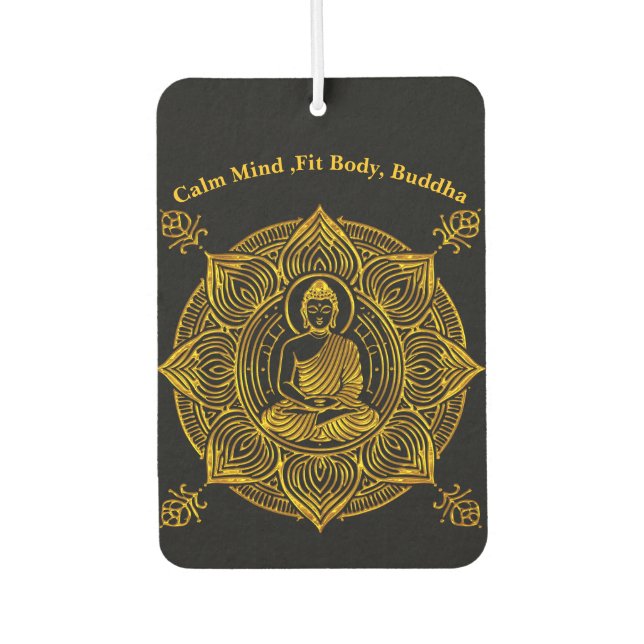 Désodorisant Pour Voiture Bouddha d'or entouré de Motifs complexes (Devant)
