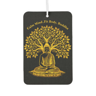 Désodorisant Pour Voiture Bouddha d'or sous un arbre dans une méditation pac