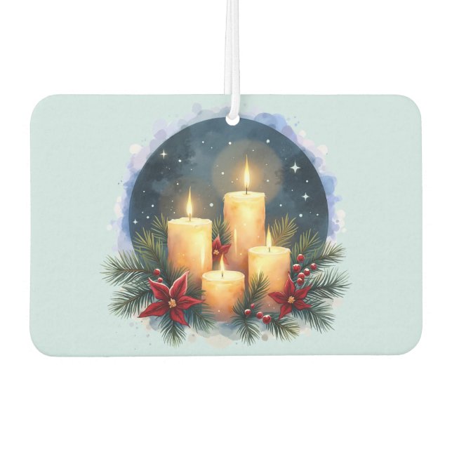 Désodorisant Pour Voiture Bougie de Noël avec Poinsettias (Devant)