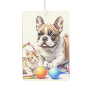 Désodorisant Pour Voiture Bouledogue français French Bulldog avec chat