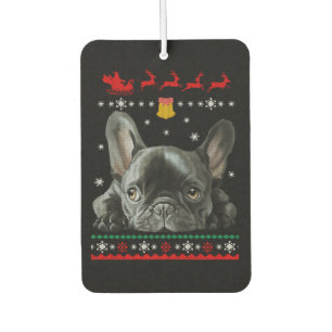 Désodorisant Pour Voiture Bulldog français  Joyeux Noël en français
