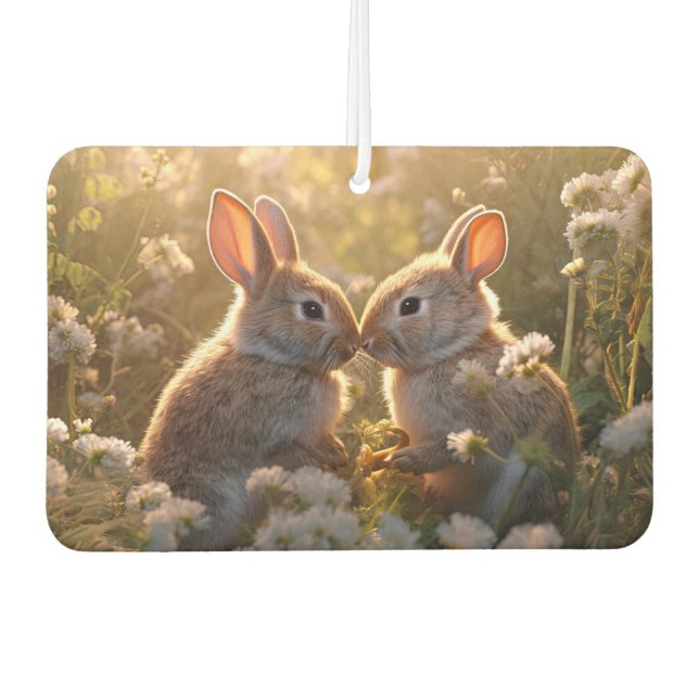 Désodorisant Pour Voiture Bunnies adorables dans la conception des prés de p (Devant)