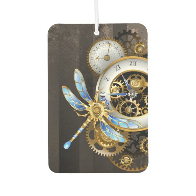 Désodorisant Pour Voiture Cadran Steampunk avec libellule (Devant)
