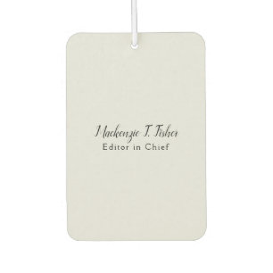 Désodorisant Pour Voiture Calligraphie classique Élégante Plaque Gris simple