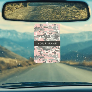 Désodorisant Pour Voiture Camouflage rose et gris Votre nom Personnalisez