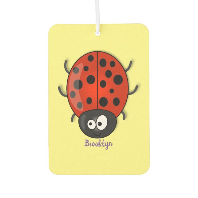 Désodorisant Pour Voiture Caricature de coccinelle rouge joyeux (Devant)