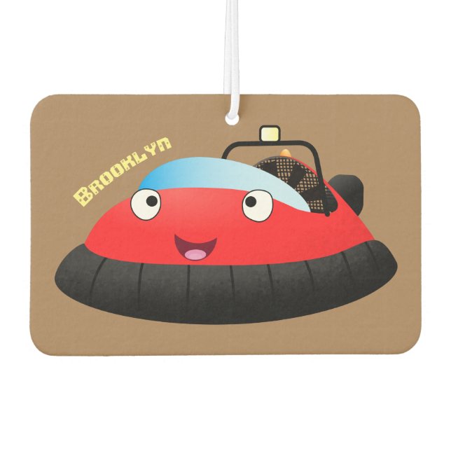 Désodorisant Pour Voiture Caricature d'hovercraft rouge joyeux (Devant)