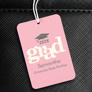 Désodorisant Pour Voiture Casquette de remise de diplôme rose typographie gr