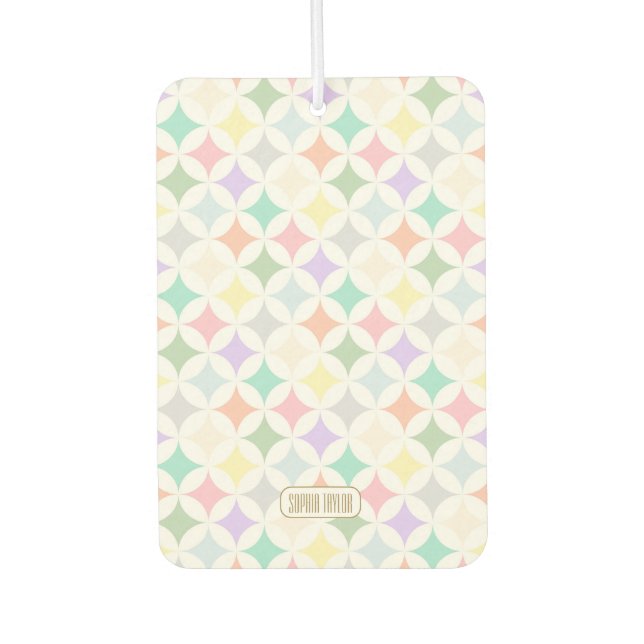 Désodorisant Pour Voiture Cercles géométriques Pastel et Motif diamant (Devant)
