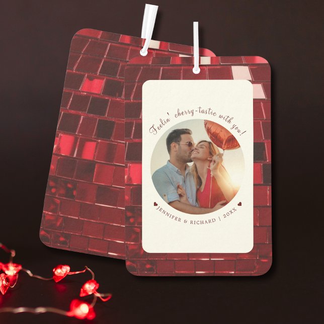 Désodorisant Pour Voiture Cerise Codée personnalisée Saint Valentin (Cherry Coded Personalized Valentine's Day Air Freshener)