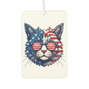 Désodorisant Pour Voiture Chat Cool patriotique portant des nuances Lunettes