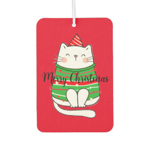 Désodorisant Pour Voiture Chat de Noël comique simple classique