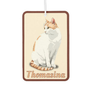 Désodorisant Pour Voiture Chat orange et blanc personnalisé