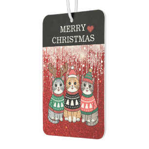 Désodorisant Pour Voiture Chats de Noël mignons Joyeux Noël