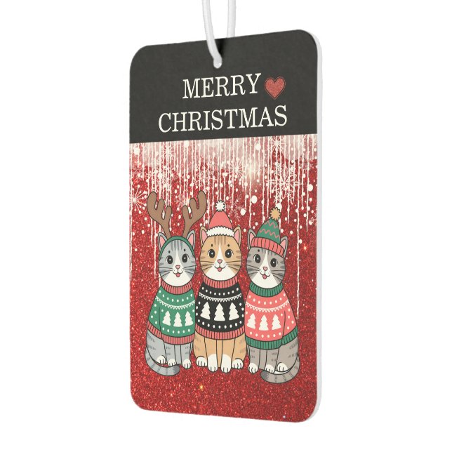 Désodorisant Pour Voiture Chats de Noël mignons Joyeux Noël (Gauche)