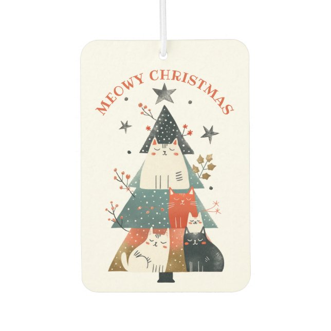 Désodorisant Pour Voiture Chats Xmas Arbre Meowy Noël fantasque (Devant)